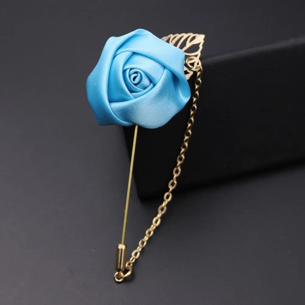 1 Pcs Men Rose Flower Golden Leaf Fashion Brooch Pin Suit Lapel New Men Wedding Boutonniere Brooch Jewelry