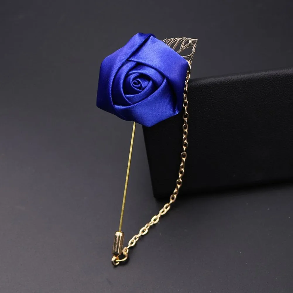 1 Pcs Men Rose Flower Golden Leaf Fashion Brooch Pin Suit Lapel New Men Wedding Boutonniere Brooch Jewelry