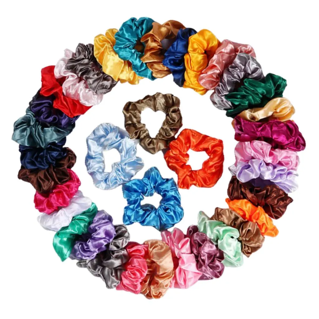 100x Colorful Hair Scrunchies Hairband Womens Girls Ponytail Holder Jewelry