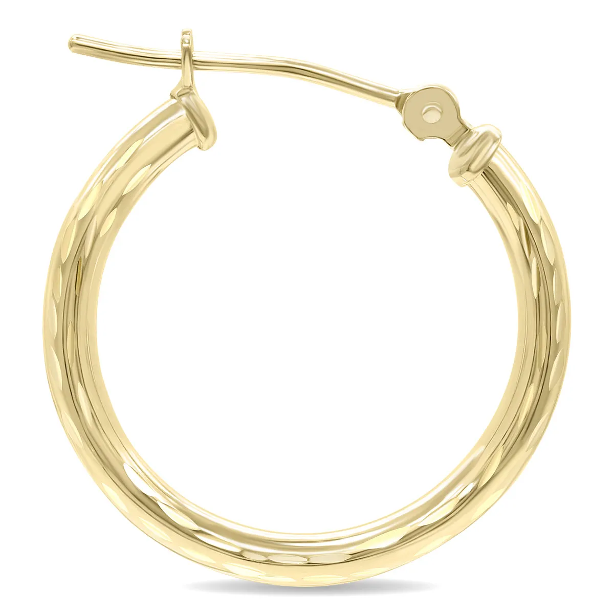 10K Yellow Gold Shiny Diamond Cut Engraved Hoop Earrings 20Mm