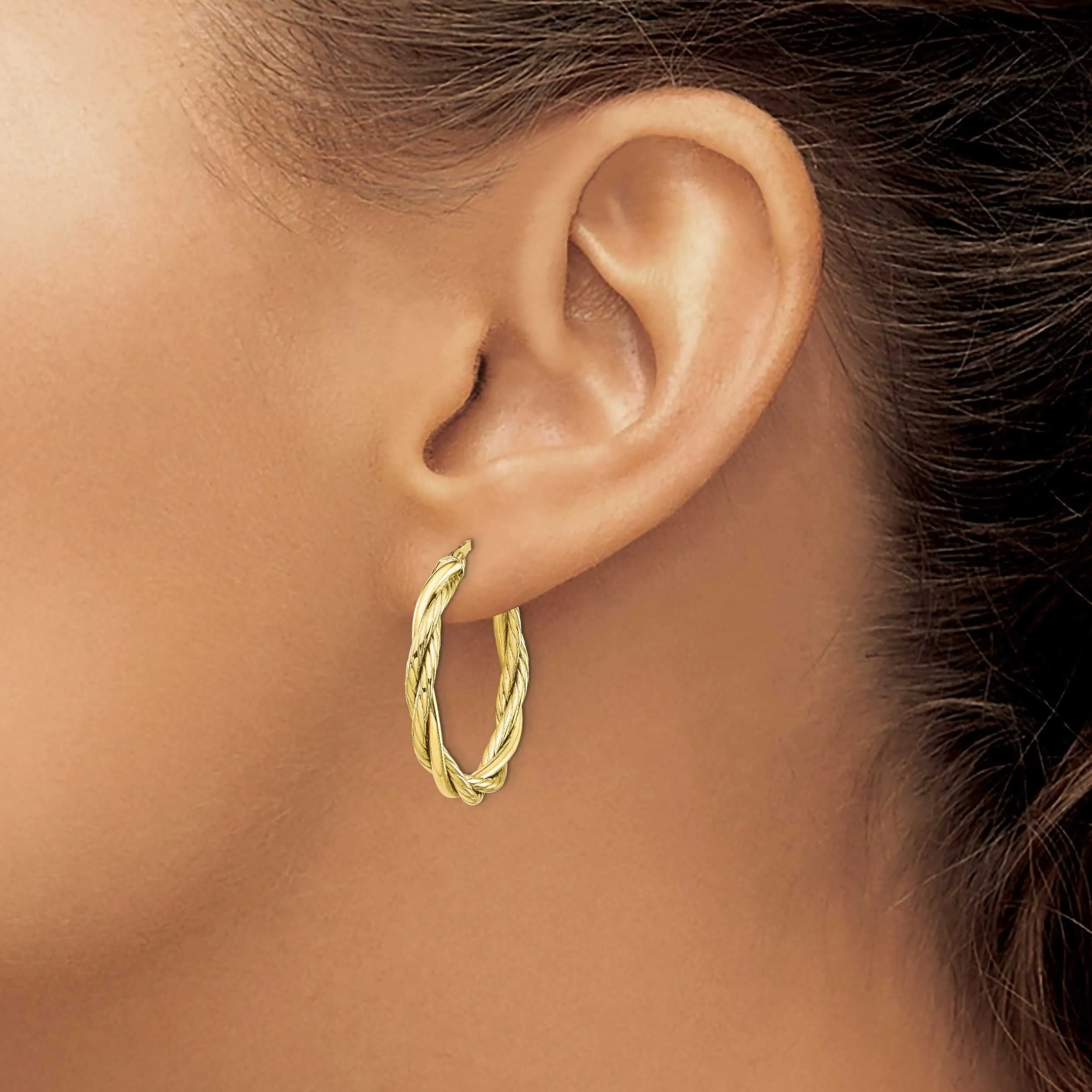 10k Yellow Gold Twisted Hoop Earrings