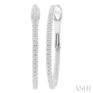 1/4 Ctw Inside & Outside Round Cut Diamond Hoop Earring in 14K White Gold