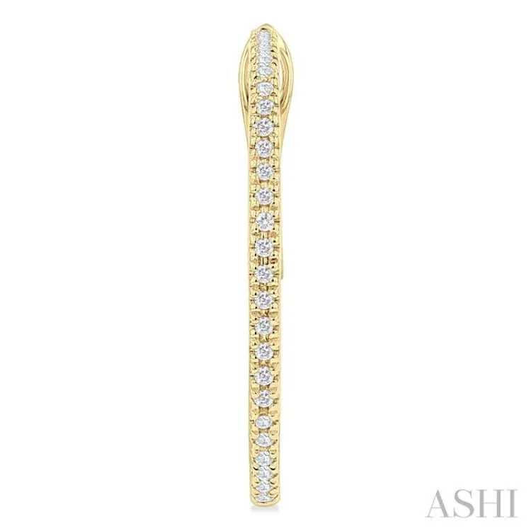 1/4 Ctw Inside & Outside Round Cut Diamond Hoop Earring in 14K Yellow Gold