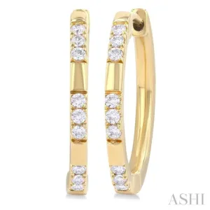 1/4 Ctw  Sectioned Round Cut Diamond Fashion Hoop Earring in 14K Yellow Gold