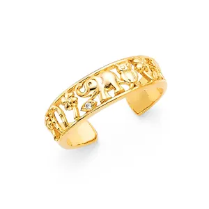 14K Solid Gold Lucky Toe Ring - Size 4