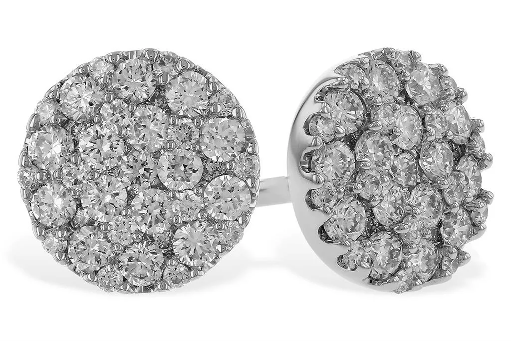 14K White Gold 1.00ctw Diamond Cluster Stud Earrings by Allison Kaufman