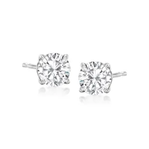 14K White Gold 1ctw Round Lab Diamond Solitaire Stud Earrings