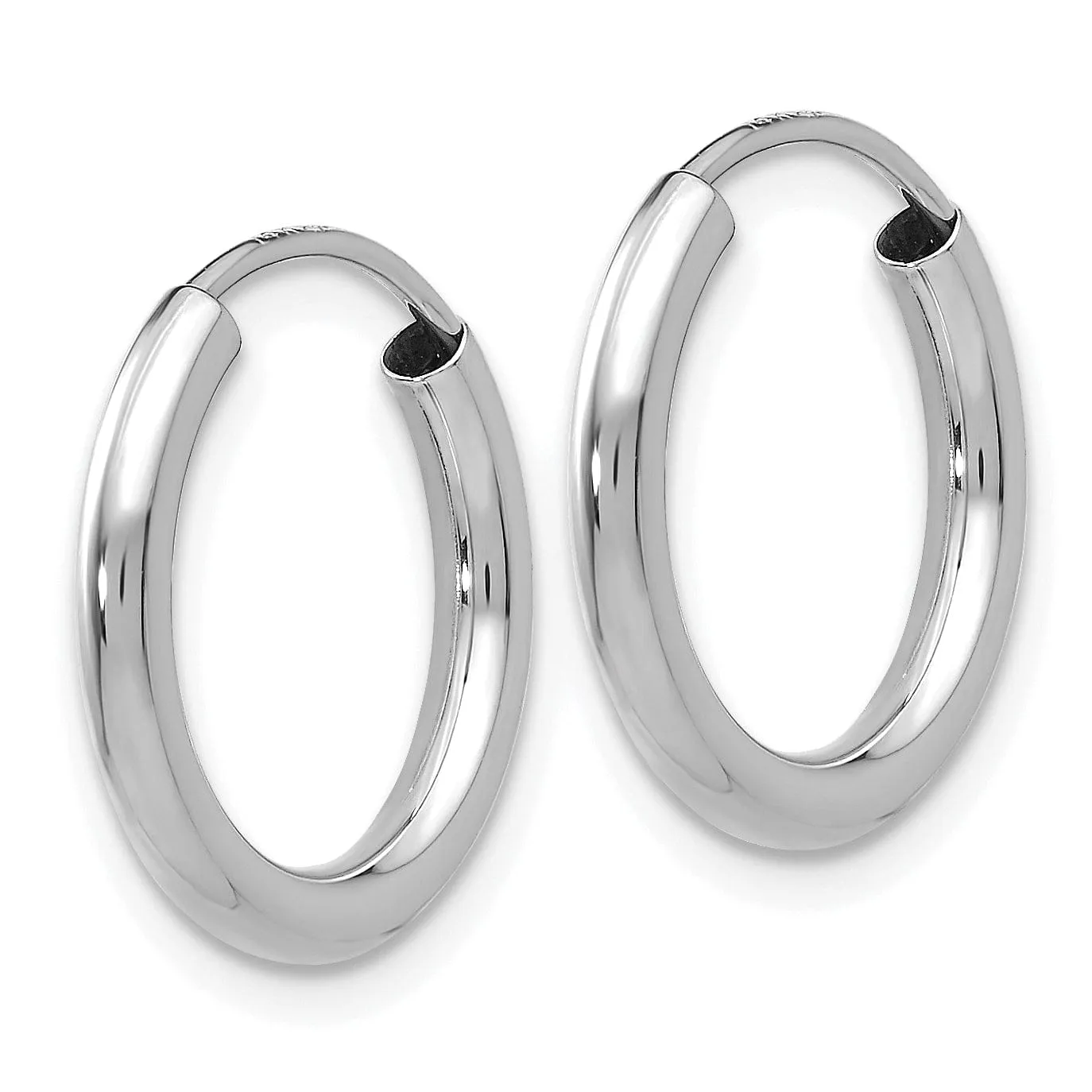 14k White Gold Polished Endless 2mm x 16mm Hoop Earrings