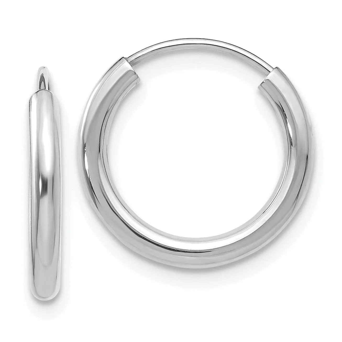 14k White Gold Polished Endless 2mm x 16mm Hoop Earrings