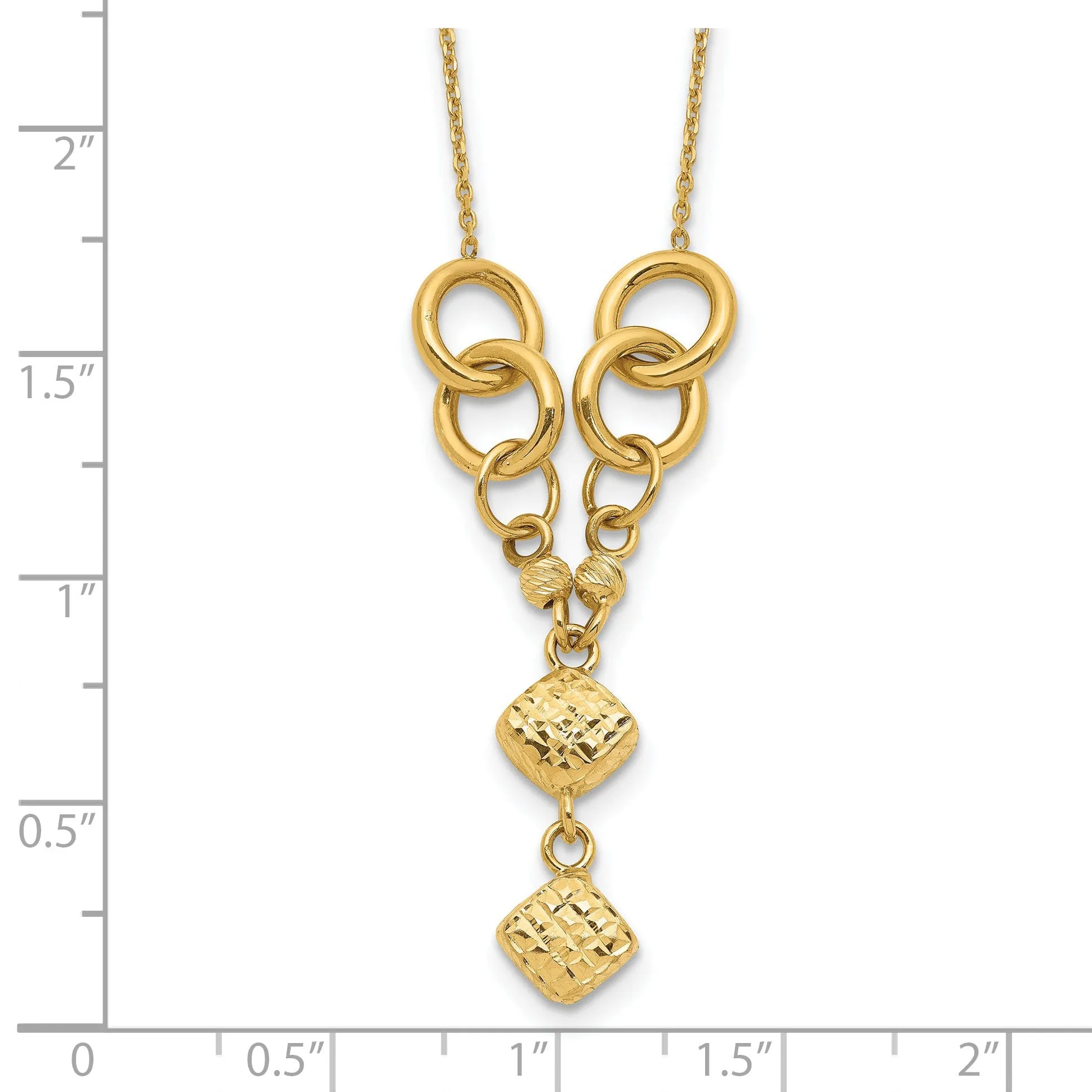 14K Yellow Gold Polished Diamond Cut Finish 16-inch Cable Chain Fancy Necklace Pendant Design