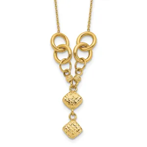 14K Yellow Gold Polished Diamond Cut Finish 16-inch Cable Chain Fancy Necklace Pendant Design