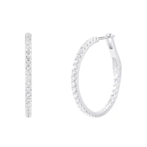 18ct White Gold 0.89ct Diamond Hoop Earrings