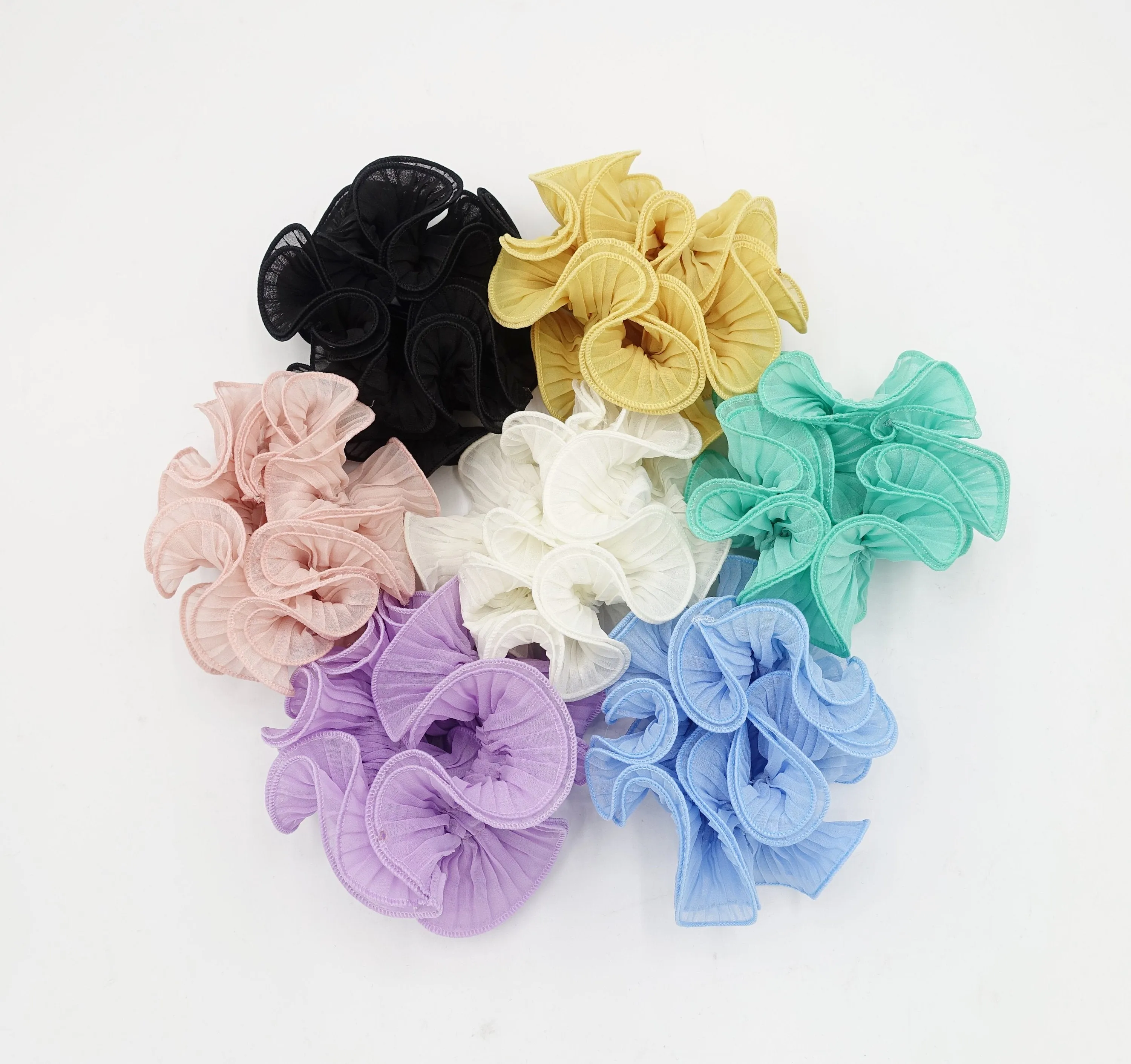 4 edges pleated scrunchies colorful scrunchie woman hair elastic accessory