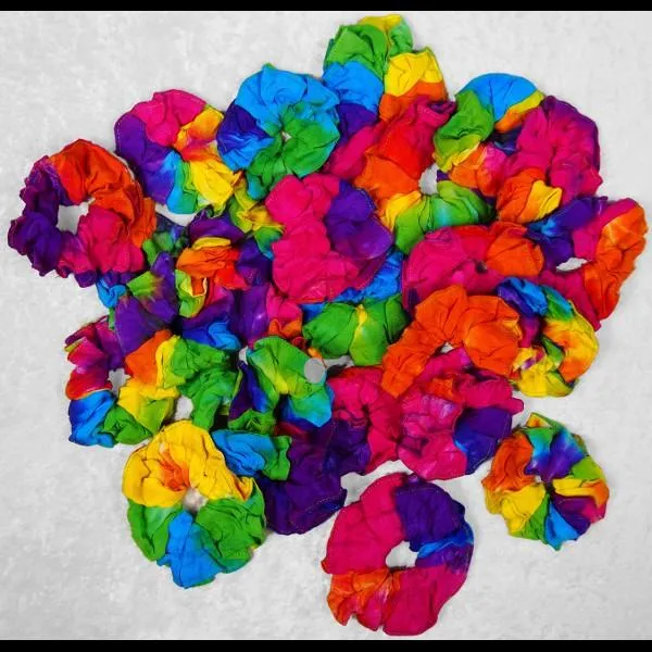 50 Assorted Rainbow Spiral Tie-Dye Hair Scrunchies ($0.79 each)