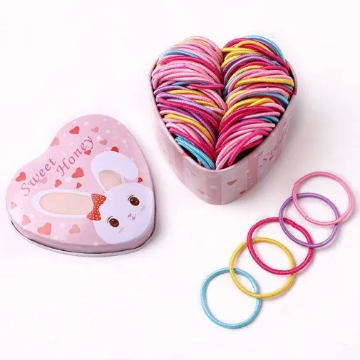 50PCS/Box Girls Colorful Elastic Hair Bands Ponytail