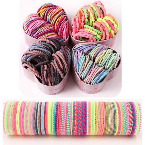 50PCS/Box Girls Colorful Elastic Hair Bands Ponytail