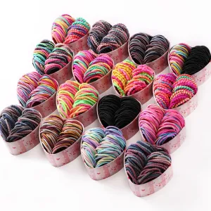 50PCS/Box New Girls Colorful Basic Elastic Hair Bands Ponytail Holder Scrunchies Kids Hair Ropes Rubber Bands Hair Accessories