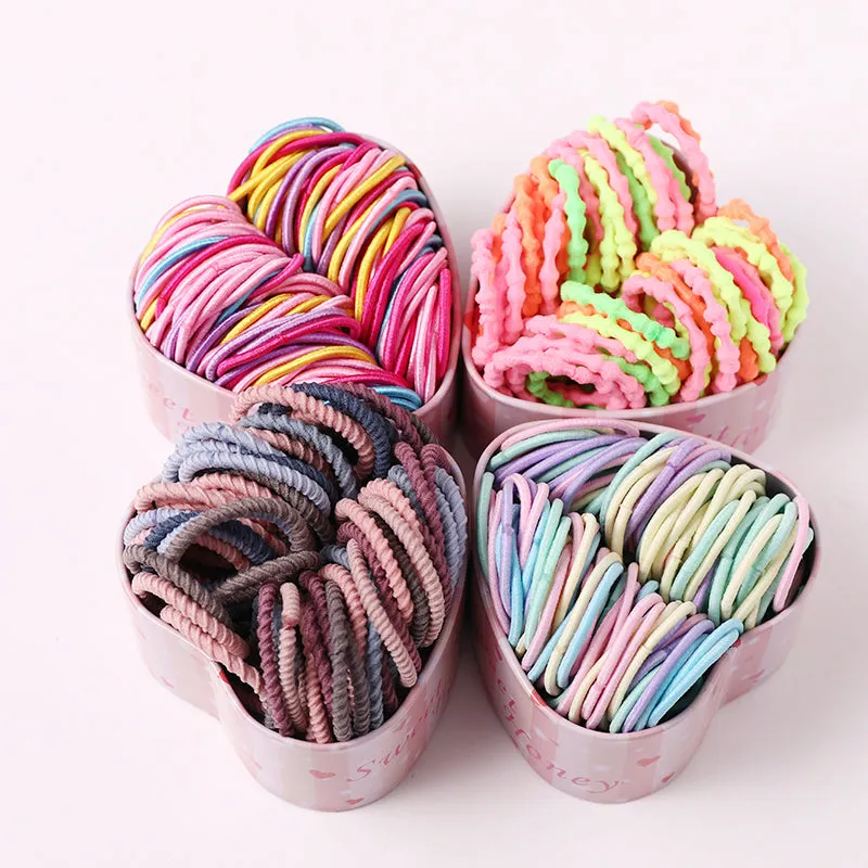 50PCS/Box New Girls Colorful Basic Elastic Hair Bands Ponytail Holder Scrunchies Kids Hair Ropes Rubber Bands Hair Accessories