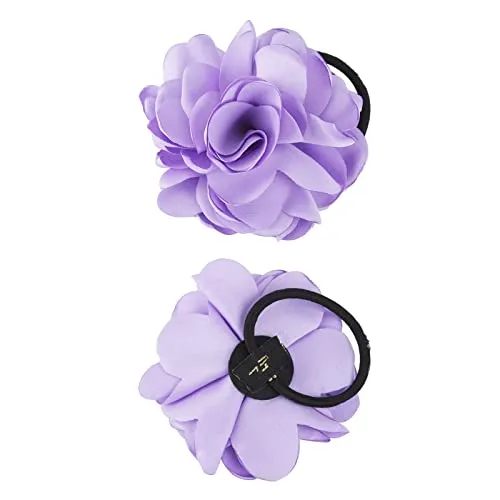 8 Pack Colorful Handmade Flower Hair Bow Elastic Stretchy Rubber Band Ponytail Scrunchies