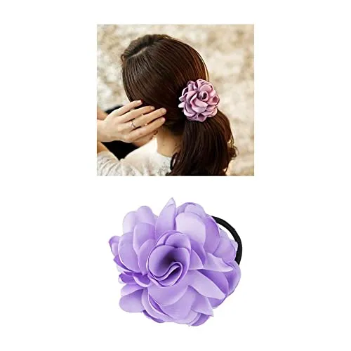 8 Pack Colorful Handmade Flower Hair Bow Elastic Stretchy Rubber Band Ponytail Scrunchies