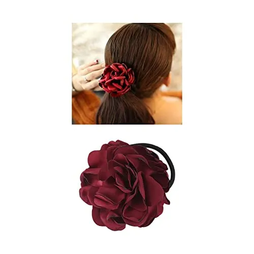 8 Pack Colorful Handmade Flower Hair Bow Elastic Stretchy Rubber Band Ponytail Scrunchies