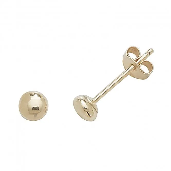 9ct  Yellow  Gold  3mm  Button  Stud  Earrings  ES404