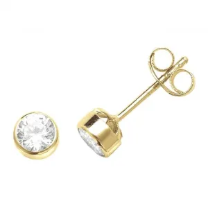 9ct Yellow Gold Round Zirconia Stud Earrings ES231S