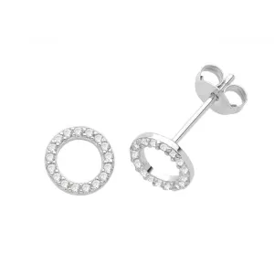 Acotis Silver Stud Earrings Zirconia Circle G51314