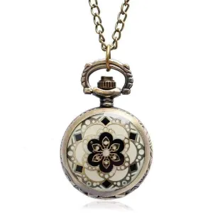 Andalusian Bronze Vintage Style Mini Pocket Watch Necklace