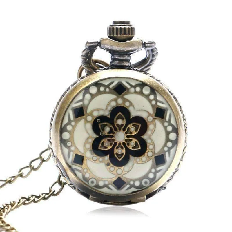 Andalusian Bronze Vintage Style Mini Pocket Watch Necklace