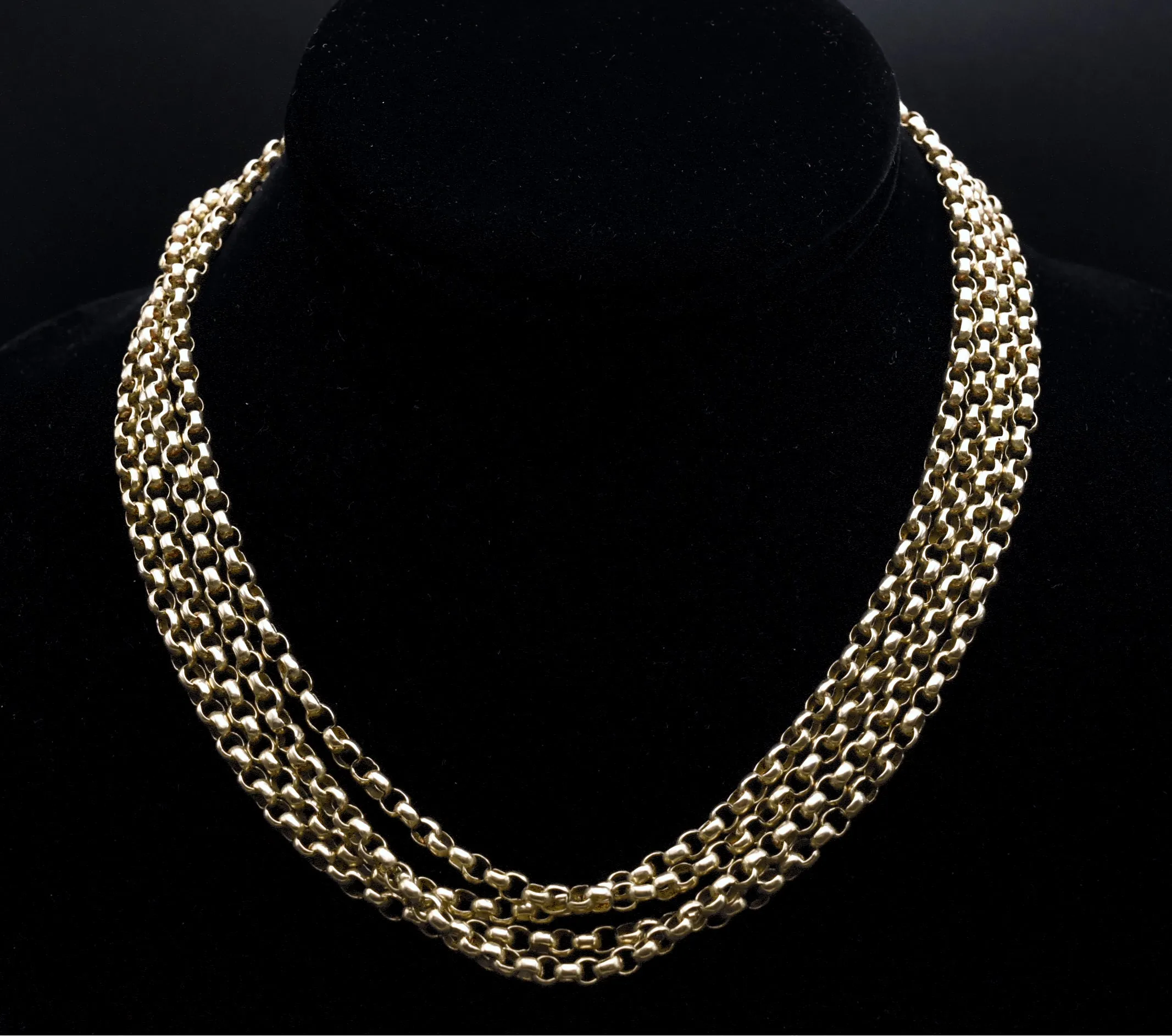 Antique 14K Gold Victorian Long Guard Chain Necklace - 65.5"