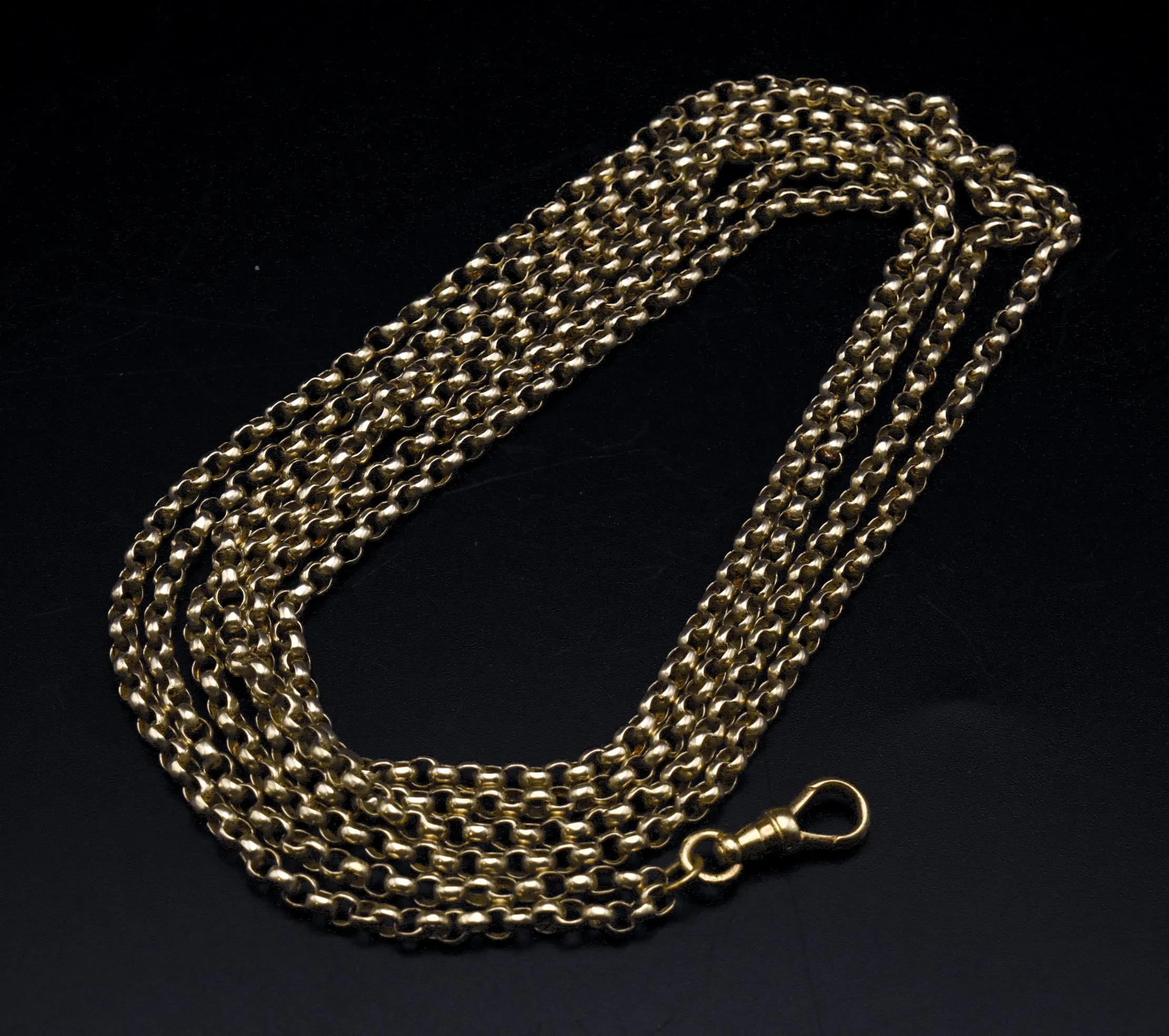 Antique 14K Gold Victorian Long Guard Chain Necklace - 65.5"