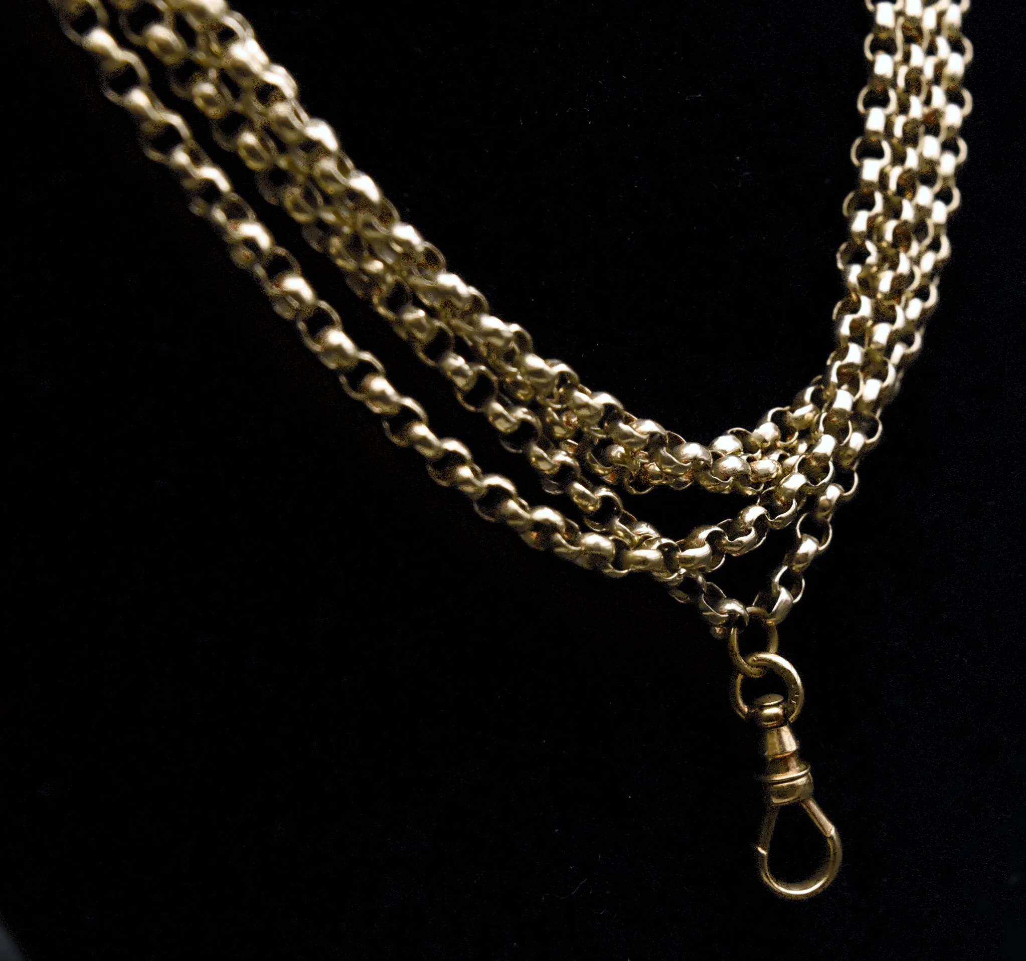 Antique 14K Gold Victorian Long Guard Chain Necklace - 65.5"