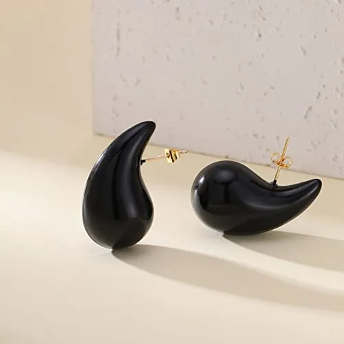 Apsvo Earring Dupes Chunky Gold Hoop Earrings for Women, Tear Drop Dangle Earrings, Teardrop Lightweight Water Drop Earrings for Women Girls Fashion Trendy Hypoallergenic Jewelry