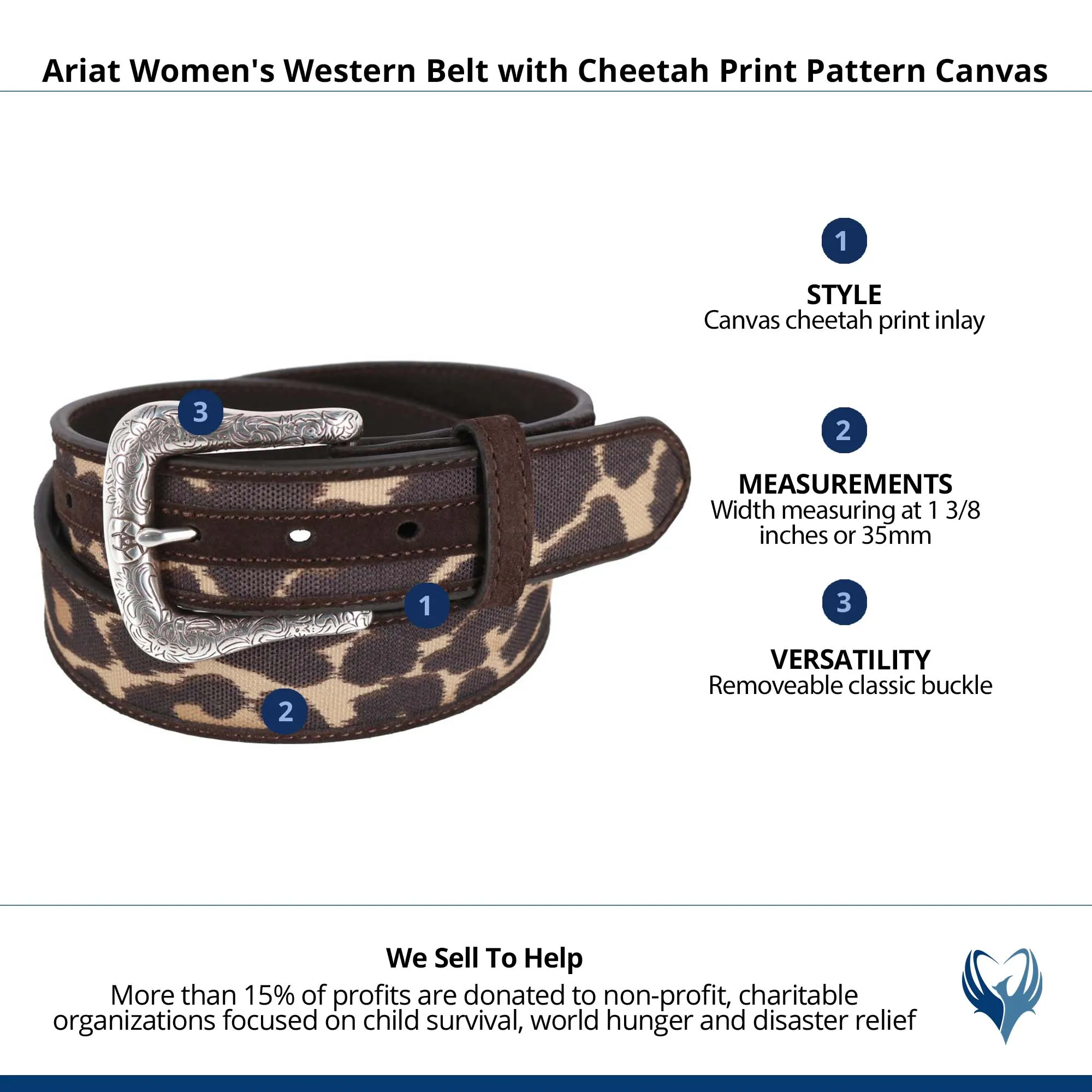 Ariat Women's Western Belt with Cheetah Print Pattern Canvas