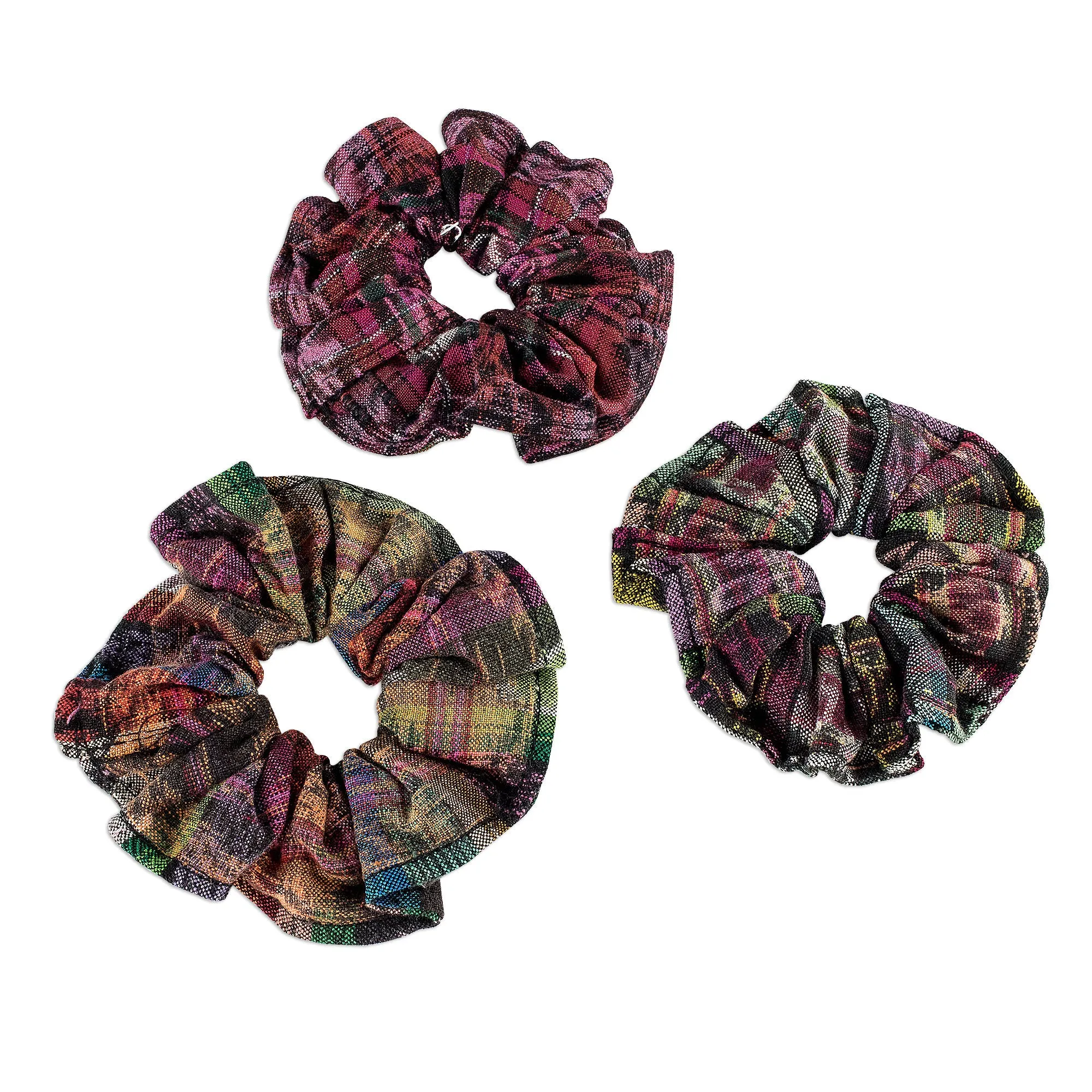 Artisan Crafted Cotton Scrunchies (Set of 3) - Tradition | NOVICA