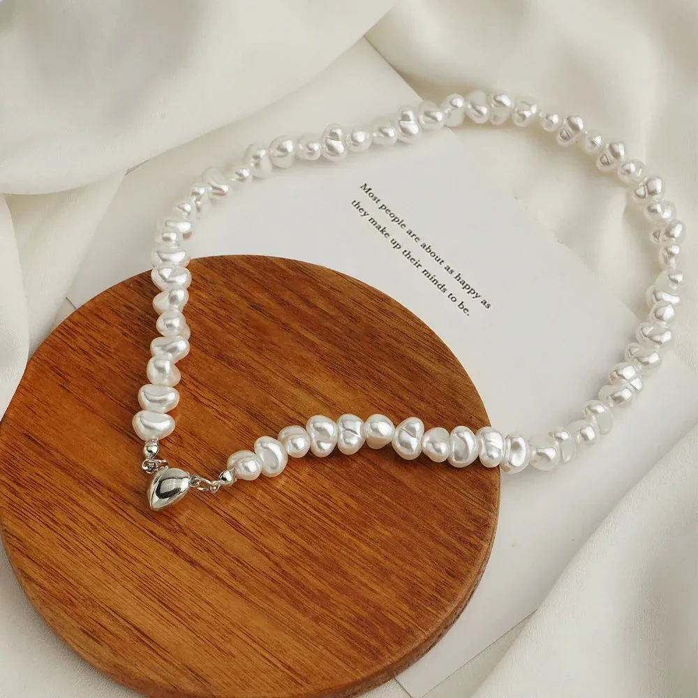 Asymmetrical Pearl Choker Wedding Jewelry Gift Necklace