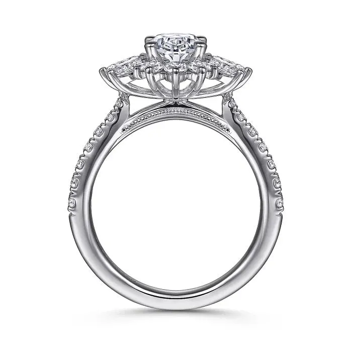 Bailee - 14K White Gold Bursting Halo Oval Diamond Engagement Ring