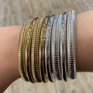 Beverly Stacked Metal Textured Bracelet Bangle Set