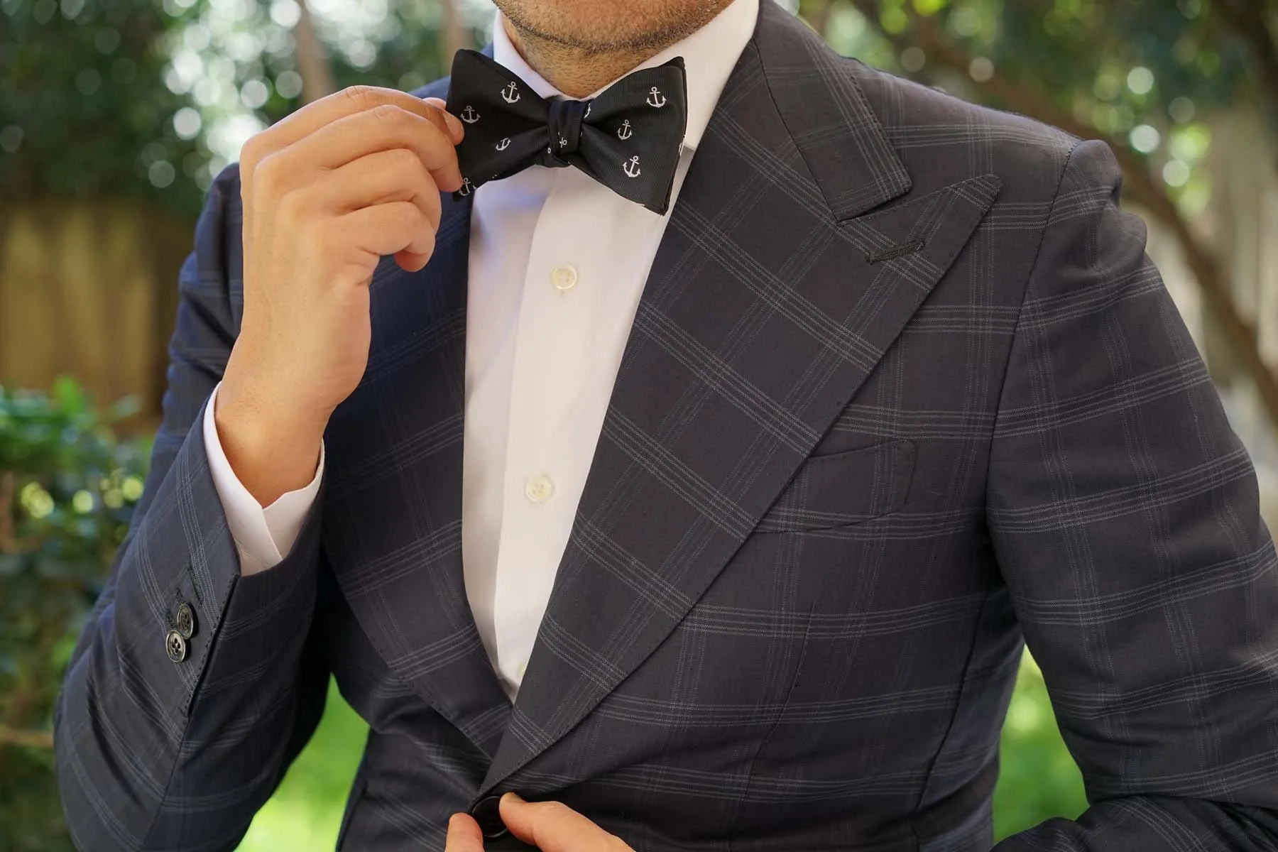 Black Anchor Self Bow Tie