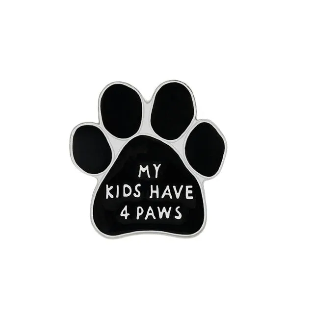 Black Cartoons Dog Paw Print Brooches