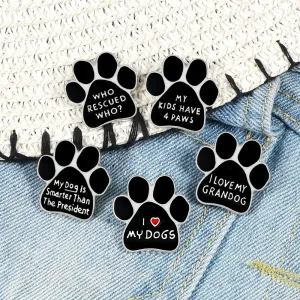 Black Dog Paw Brooch Pins Badge