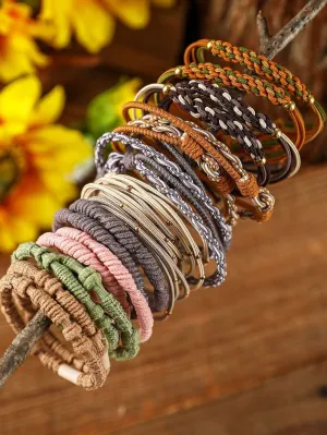 Boho Chic Assorted Braided Hair Ties Set of 20