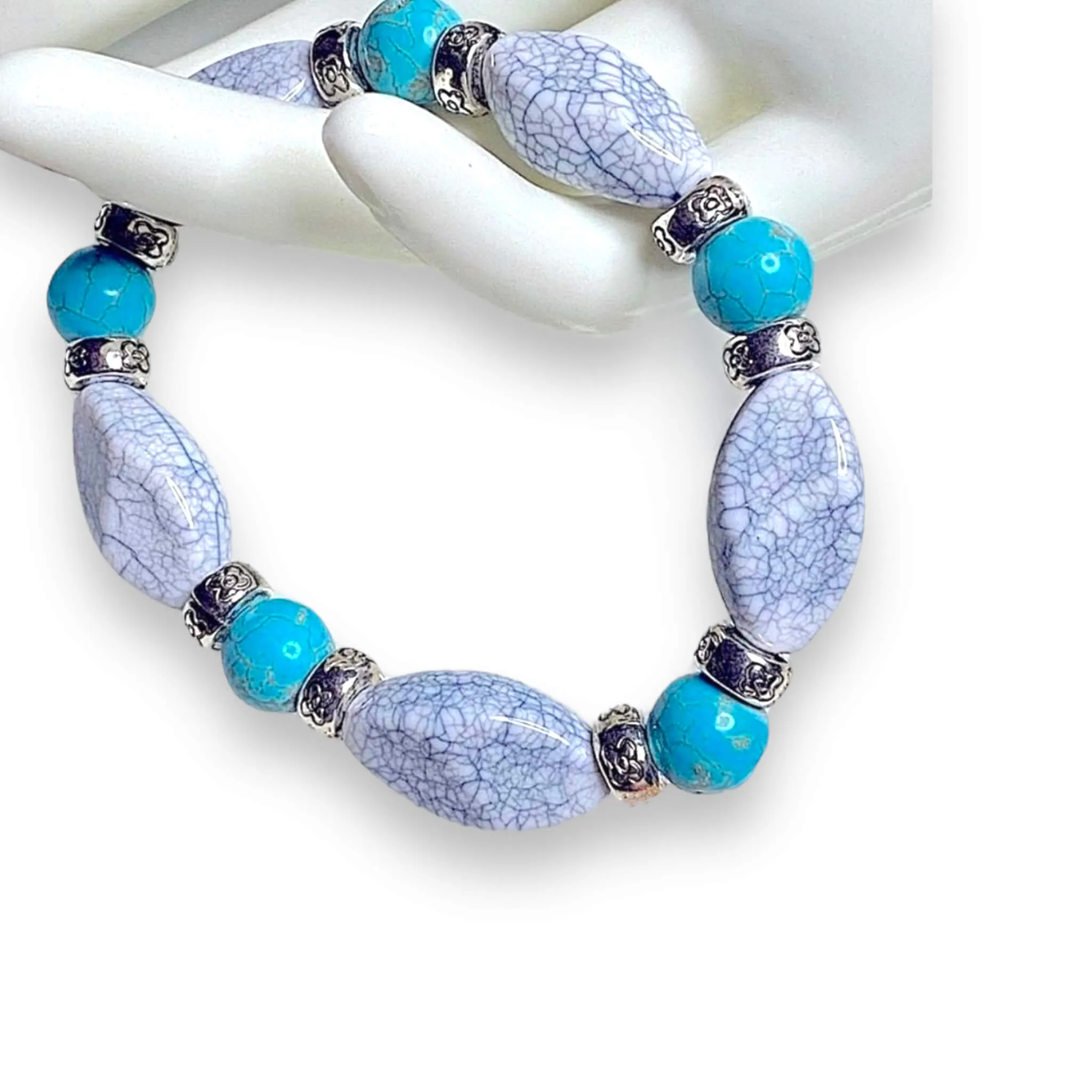 Boho Western Beaded Turquoise Bangle