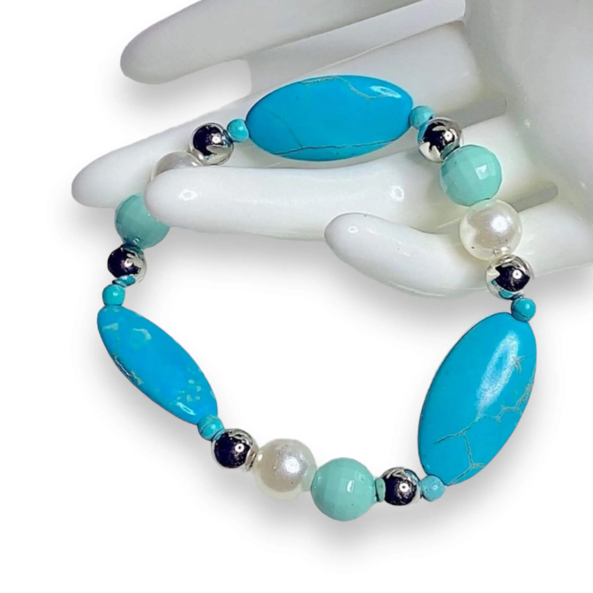 Boho Western Beaded Turquoise Bangle