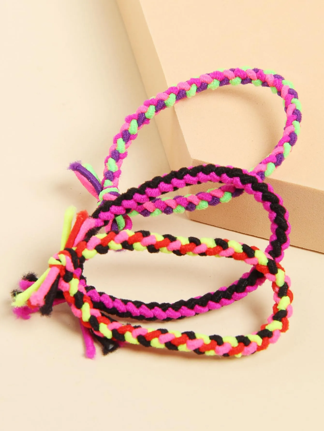 Braided Elastic Hair Ties Hair Ropes Rubber Bands Ponytail Holder Thick Thin Hair Scrunchies Accessories for Women Girls (Random Color) Pack of 100