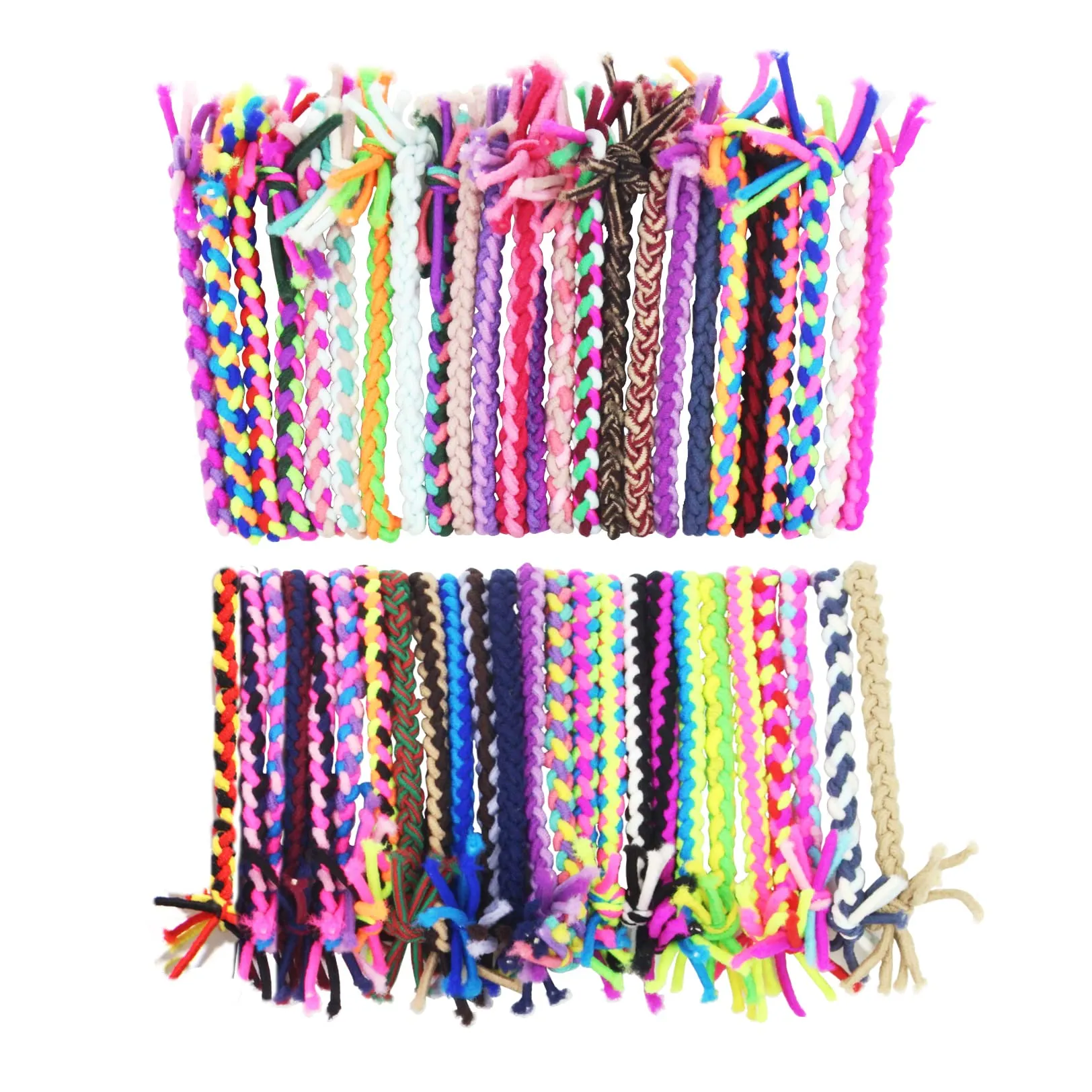 Braided Elastic Hair Ties Hair Ropes Rubber Bands Ponytail Holder Thick Thin Hair Scrunchies Accessories for Women Girls (Random Color) Pack of 100