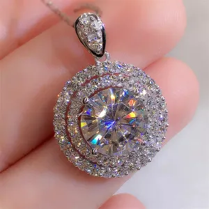 Bridal Round Pendant Necklace Zircon Women Wedding Jewelry