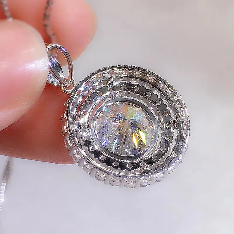 Bridal Round Pendant Necklace Zircon Women Wedding Jewelry