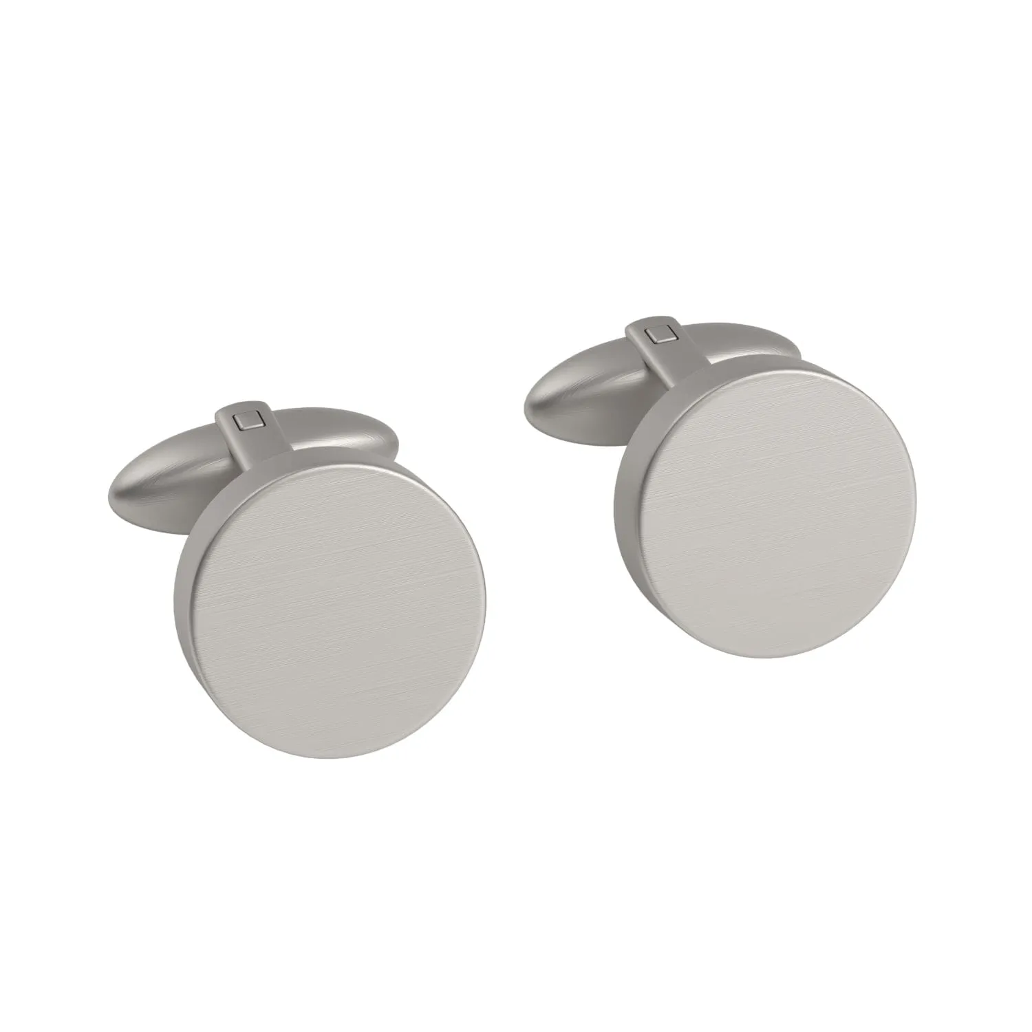 Brushed Silver Round Engravable Cufflinks